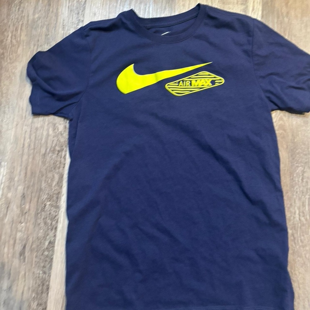 Nike Navy Tee with Vibrant Yellow Air Max Logo